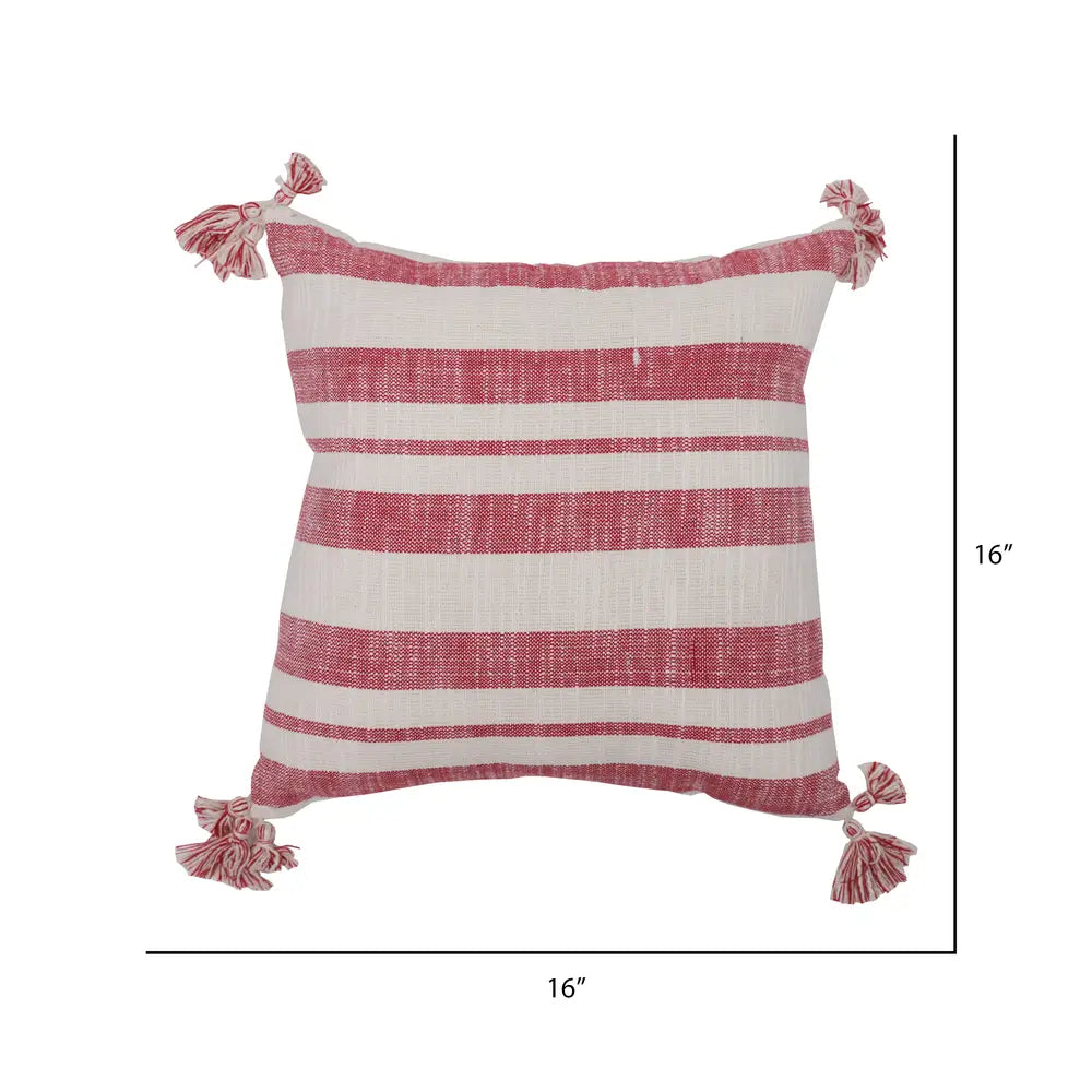 Red Stripe Cotton Pillow