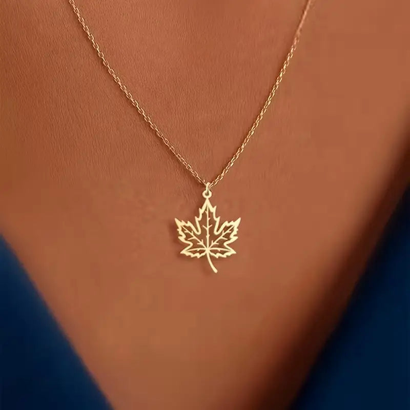 Maple Leaf Necklace Pendant Nature Autumn Fall Charm Minimal