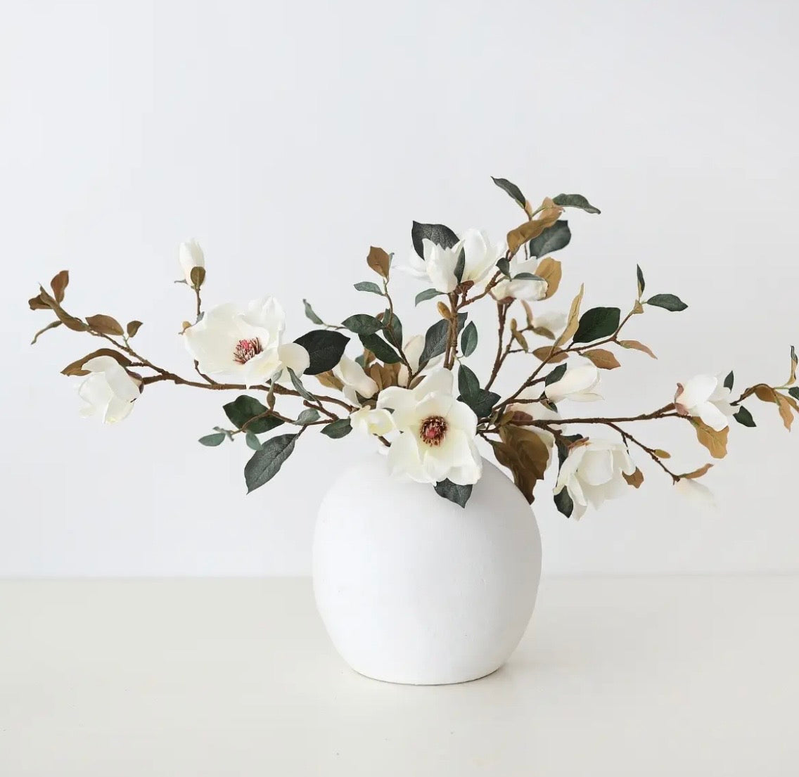 Cream Magnolia Flower Branch 35”