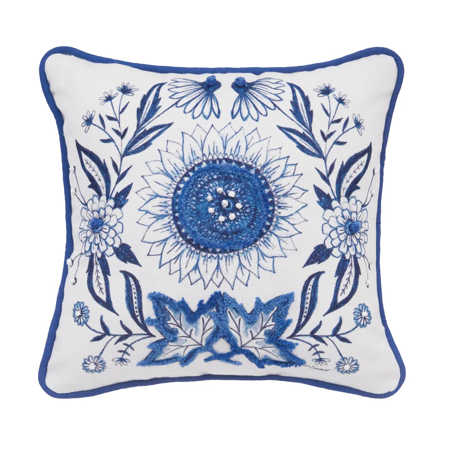 Fall/Harvest Blue Sunflower Throw Pillow