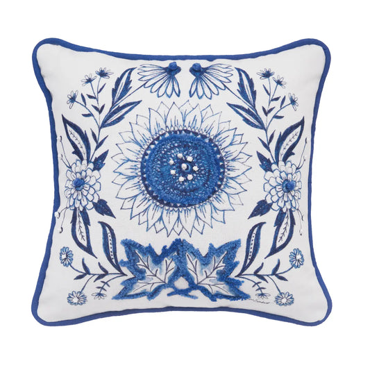 Fall/Harvest Blue Sunflower Throw Pillow