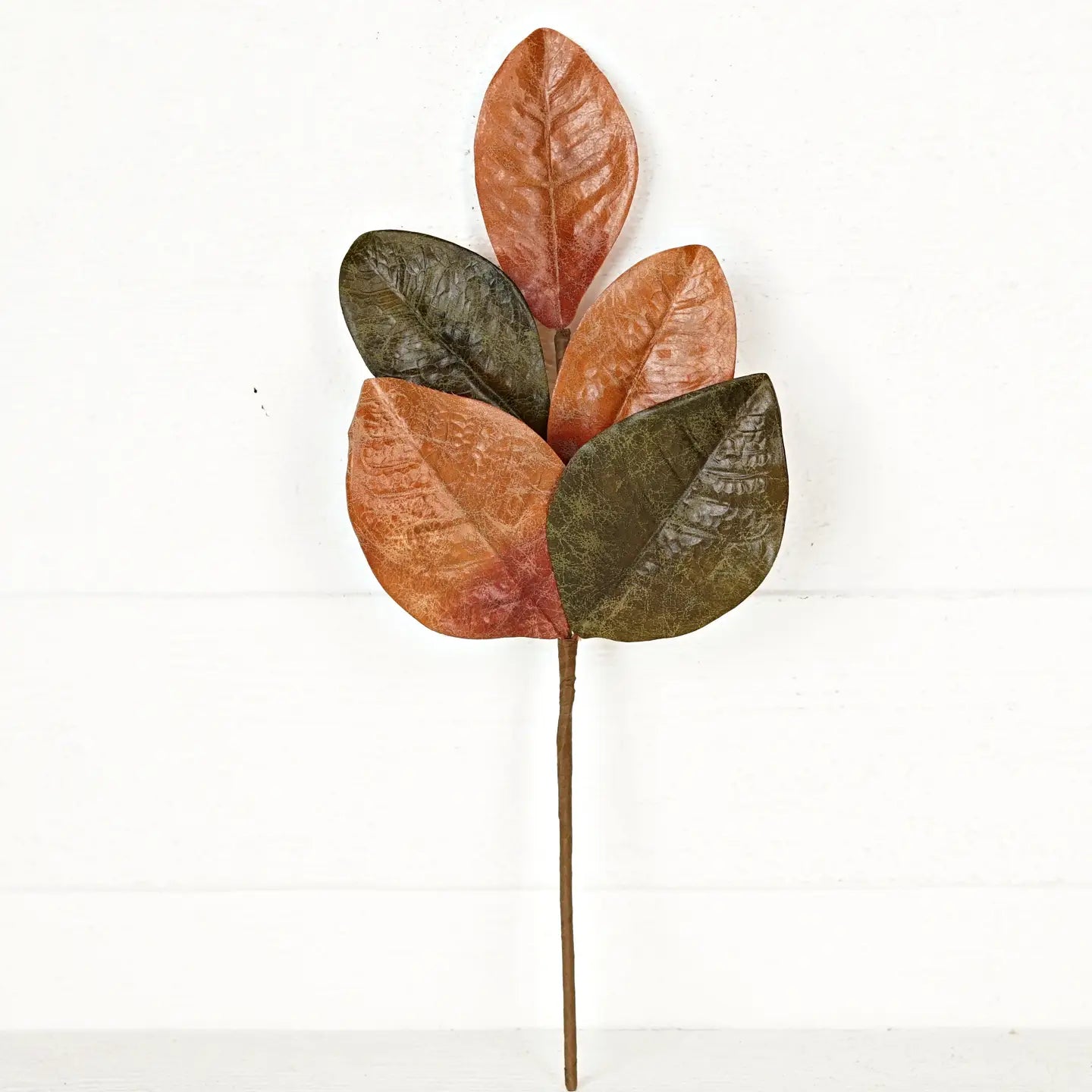 18in Spray-Dark Sage and Orange Mix Magnolia Leaves-