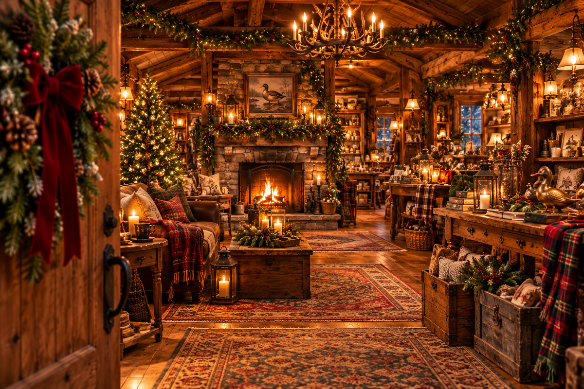 Warm and cozy cabin interior
