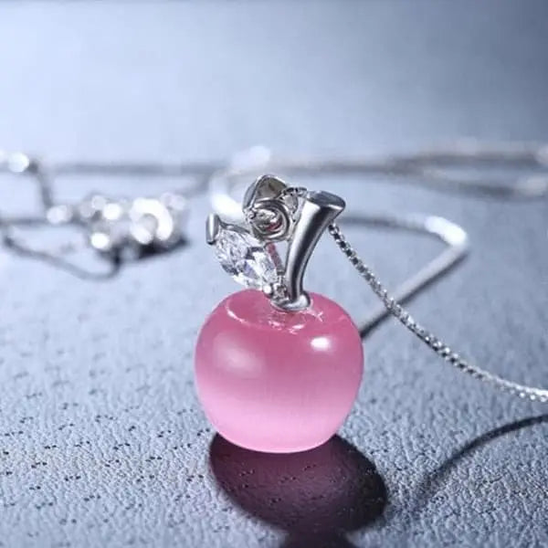 Crystal Apple Pendant Necklace For Teacher Gifts