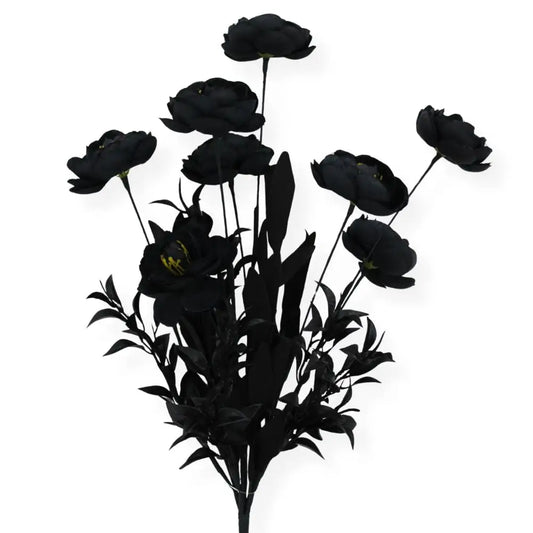19" Black Ranunculus Bush Artificial Floral Bush