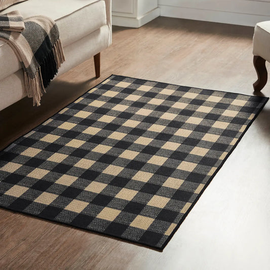 Black Buffalo Check Farmhouse Area Rug 36x60