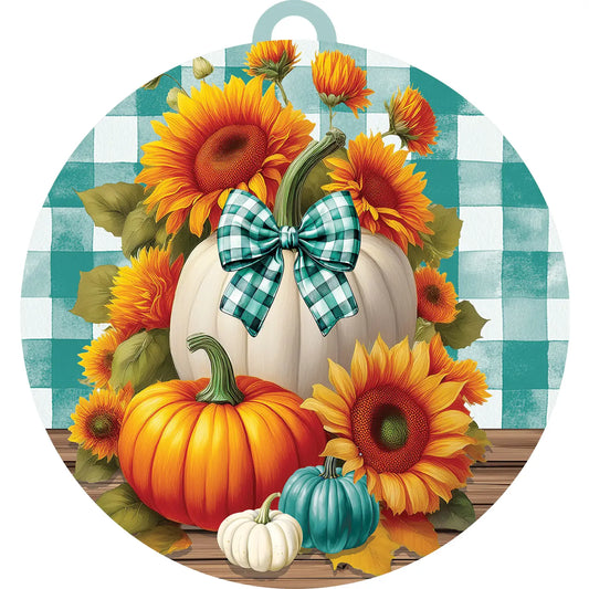 Lg Sunflower Pumpkins door hanger