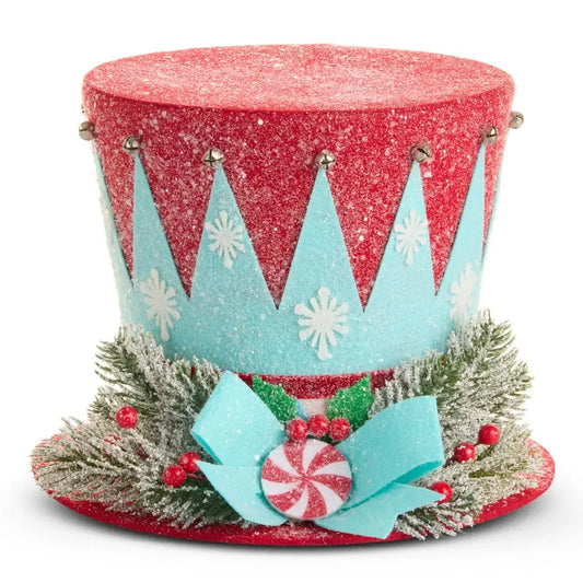 10" Merry Peppermint Top Hat Christmas Decoration | Raz