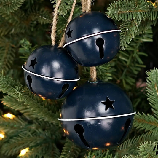 12inL Trio Metal Bell Cluster-Navy Blue with White