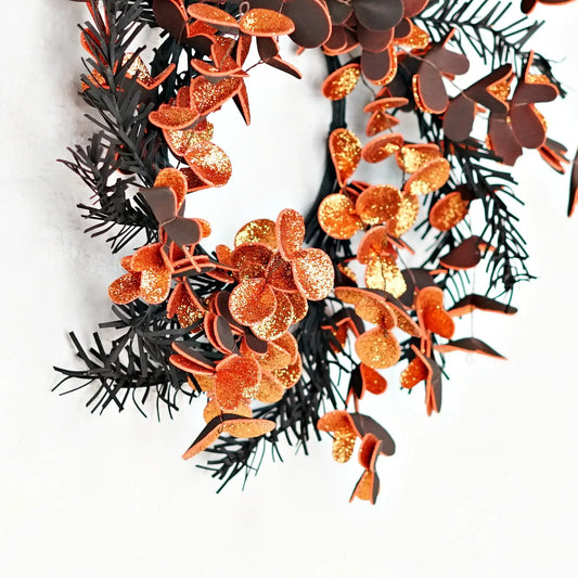14in(6) Wreath-Glitter Spooky Mix Soft Touch Pines-