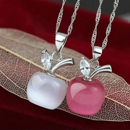 Crystal Apple Pendant Necklace For Teacher Gifts