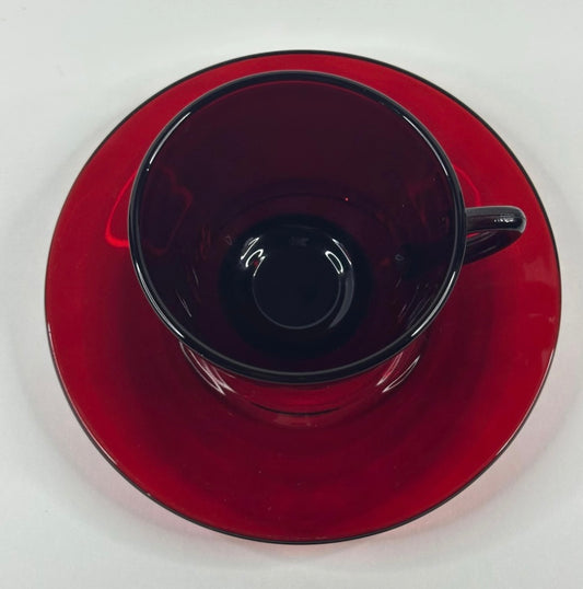 Vintage Ruby Red Teacup /Saucer