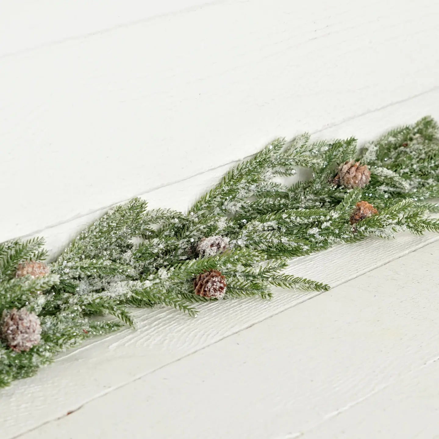5ft Garland-Snowy Soft Touch Norfolk Pine with Pinecones