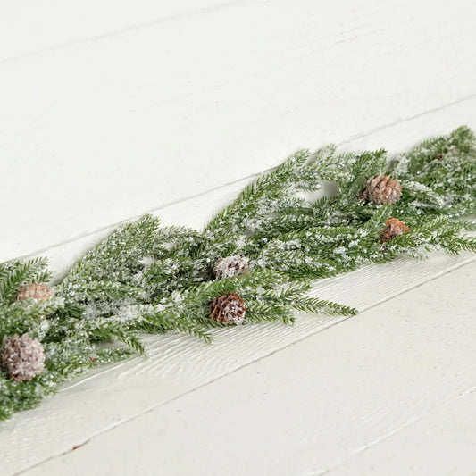 5ft Garland-Snowy Soft Touch Norfolk Pine with Pinecones