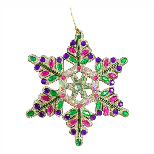 6.5" Glitter with Beads Snowflake Multi
