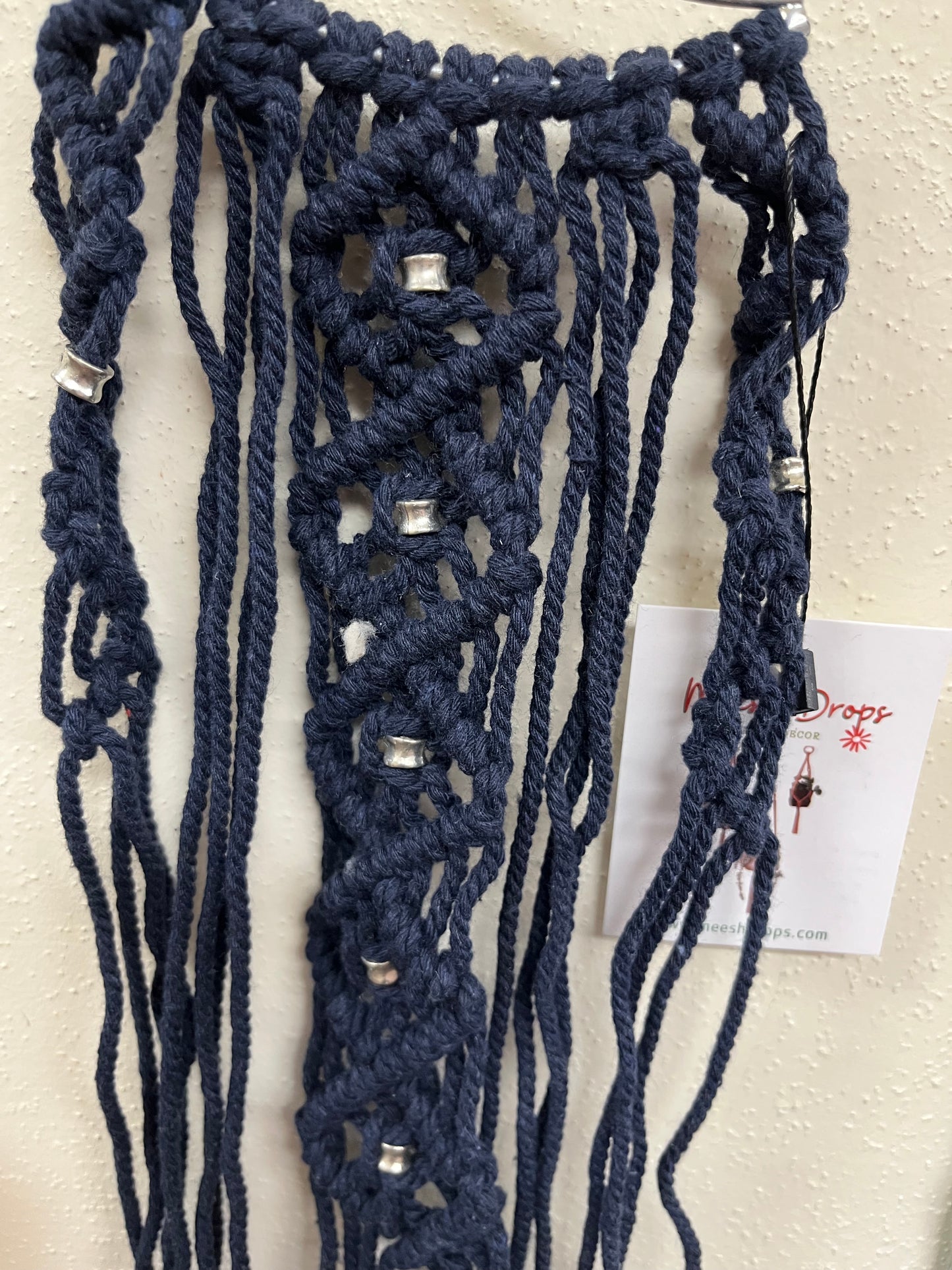 Silver beaded Moon macrame wall hanging