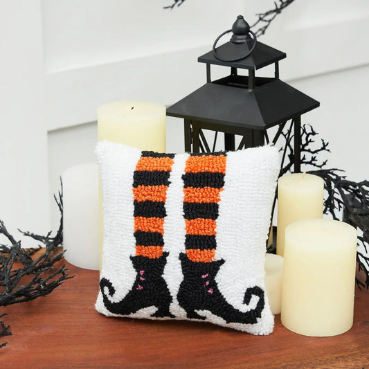 Halloween Witch Legs & Feet Throw Pillow
