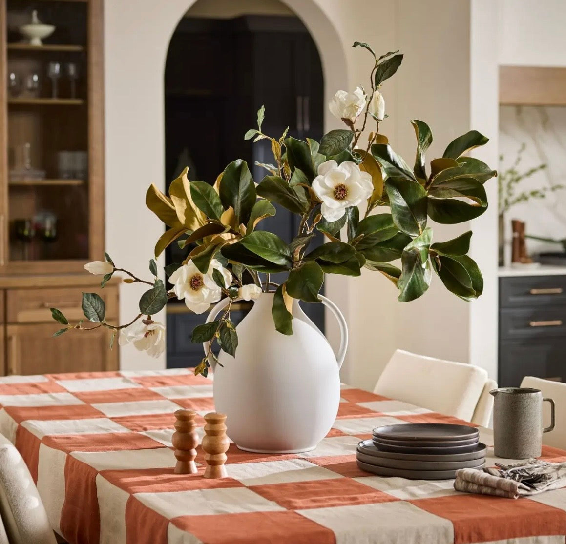 Cream Magnolia Flower Branch 35”