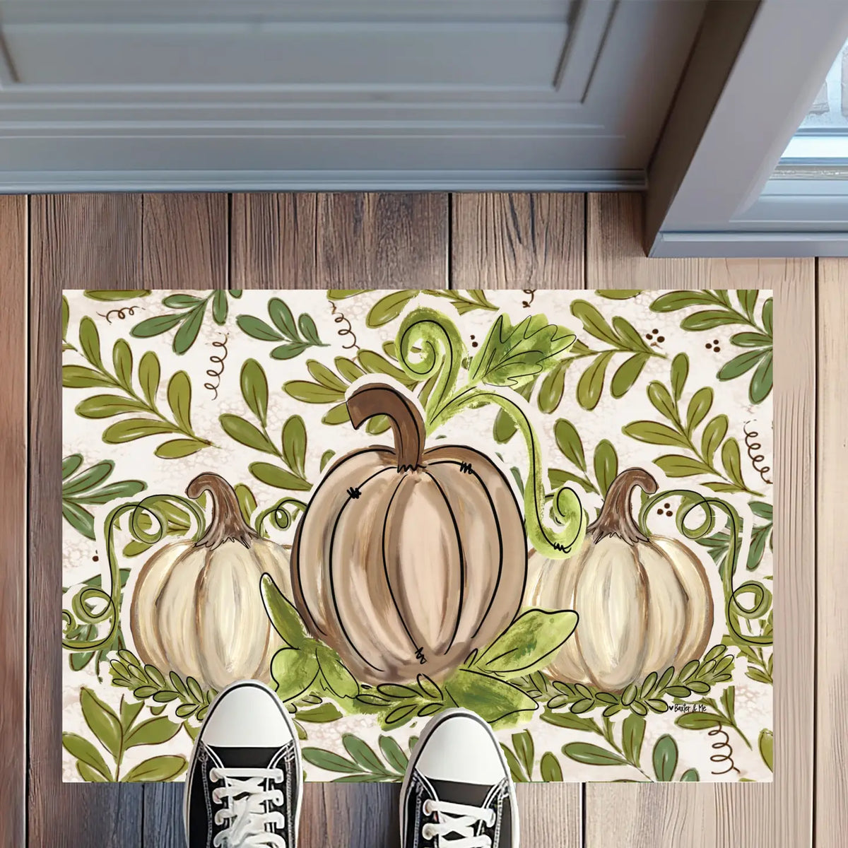 Olive Leaf Pumpkin Rug Floormat