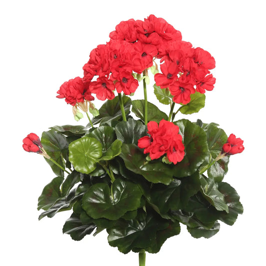 15.25" Artificial Red Polyester Geranium Bush. Item 2