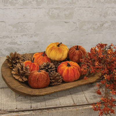 16/Set Pumpkins and Pinecones in Mesh Bag